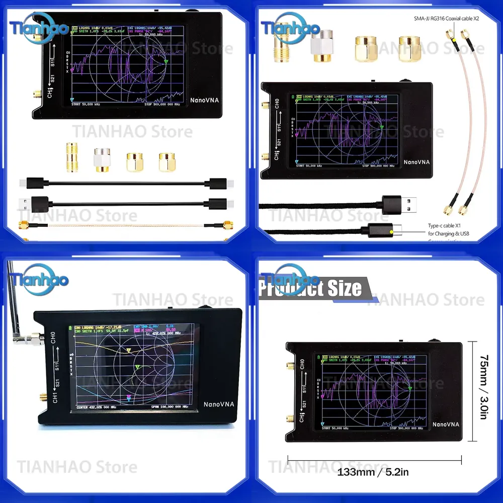 Power Tools Vector - 안테나 분석기용 NanoVNA-H4 10kHz~1.5GHz 단파 MF